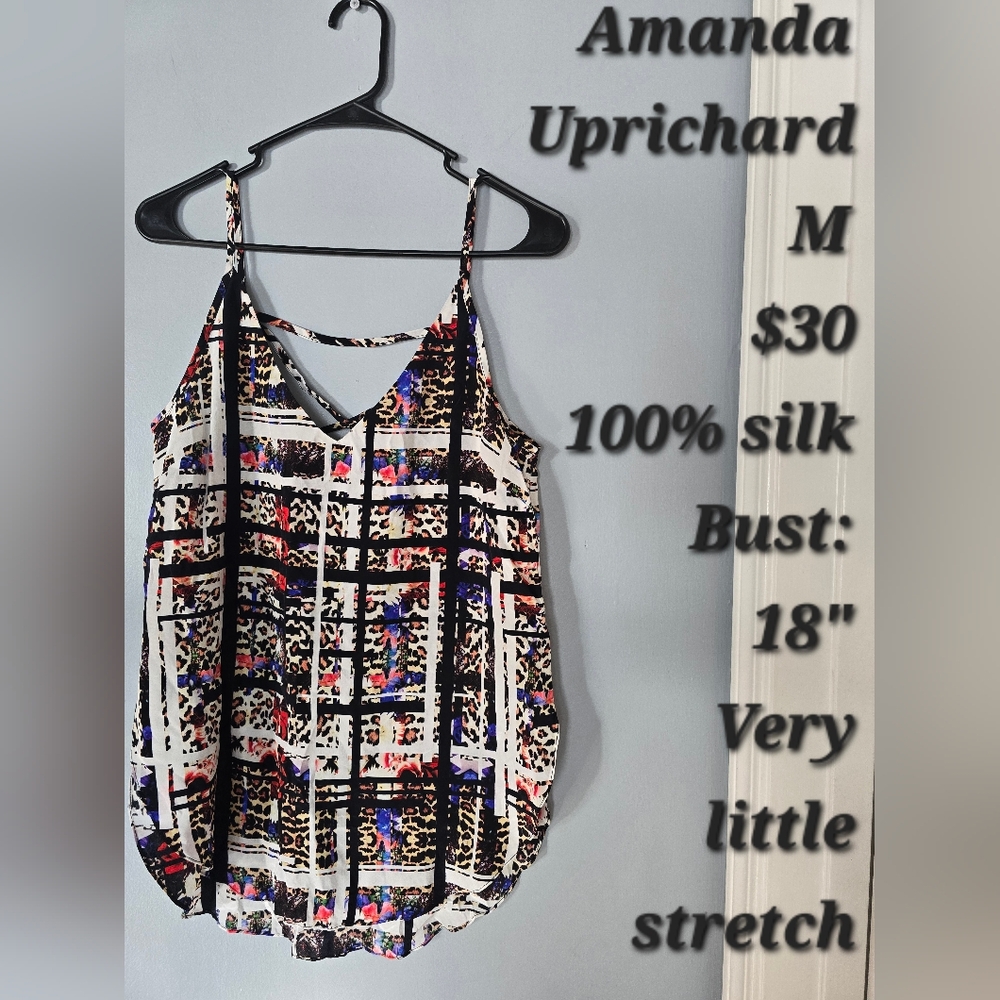 Amanda Uprichard Multicolor Silk Cami with Black Grid